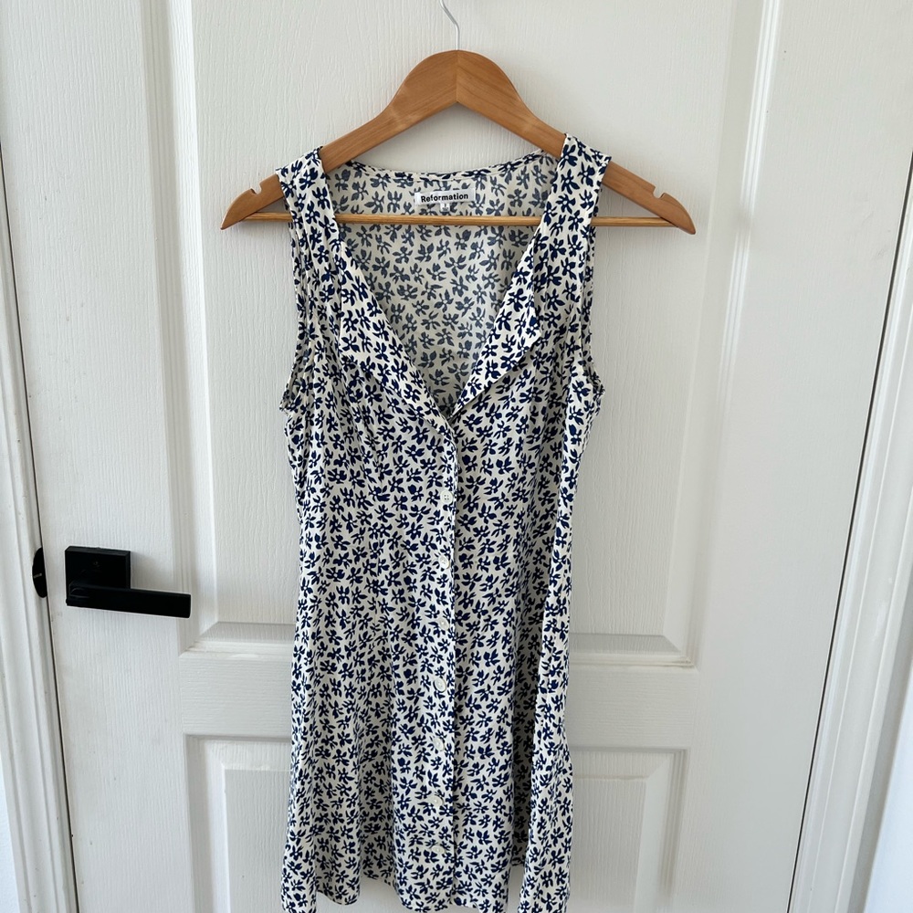 Reformation Floral Mini Dress - Black and White - Picture 6 of 7
